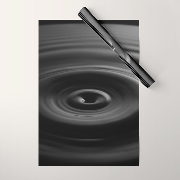 Zen water droplet in pool of water black and white inspirational photograph art print Wrapping Paper Gallery Image 1