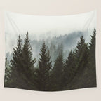 Wanderlust Forest II - Mountain Adventure in Foggy Woods Wall Tapestry Gallery Image 4