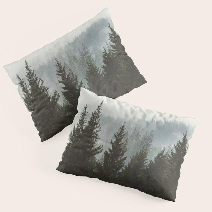 Wanderlust Forest II - Mountain Adventure in Foggy Woods Pillow Sham Gallery Image 1