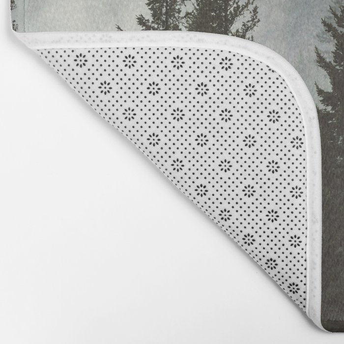 Wanderlust Forest II - Mountain Adventure in Foggy Woods Bath Mat Gallery Image 2