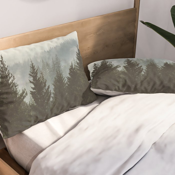 Wanderlust Forest II - Mountain Adventure in Foggy Woods Pillow Sham Gallery Image 2