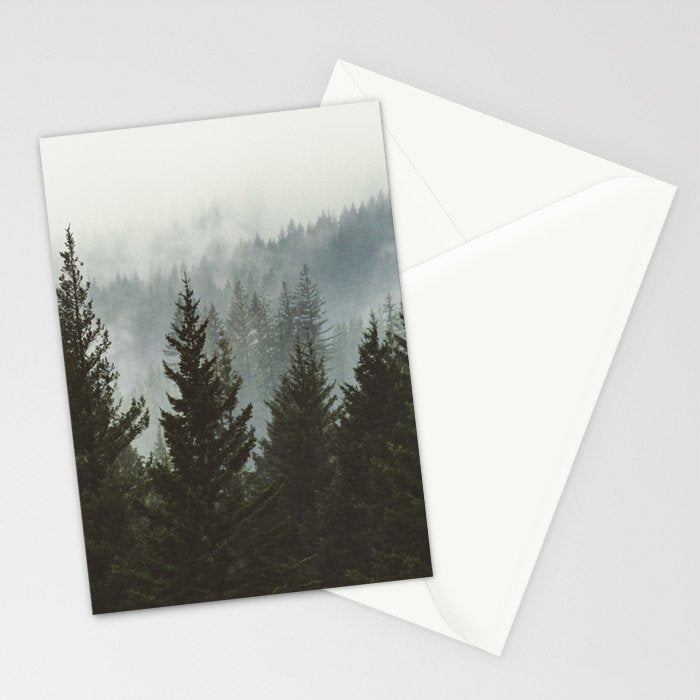 Wanderlust Forest II - Mountain Adventure in Foggy Woods Stationery Card Gallery Image 2
