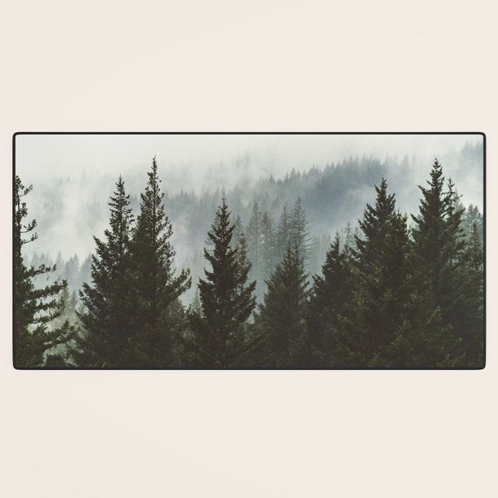 Wanderlust Forest II - Mountain Adventure in Foggy Woods Desk Mat Gallery Image 3