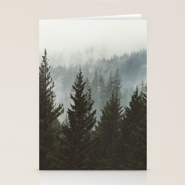 Wanderlust Forest II - Mountain Adventure in Foggy Woods Stationery Card Gallery Image 1