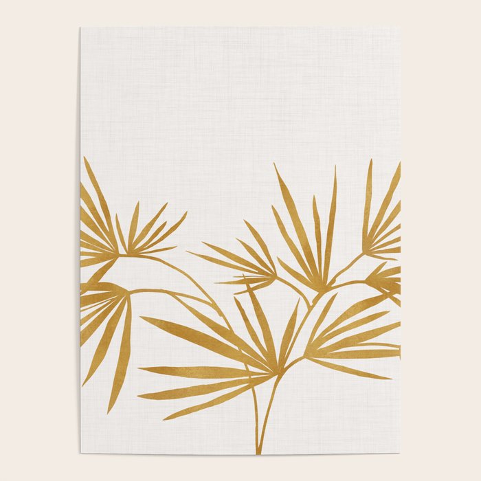 Metallic Gold Fan Palm Poster Gallery Image 1