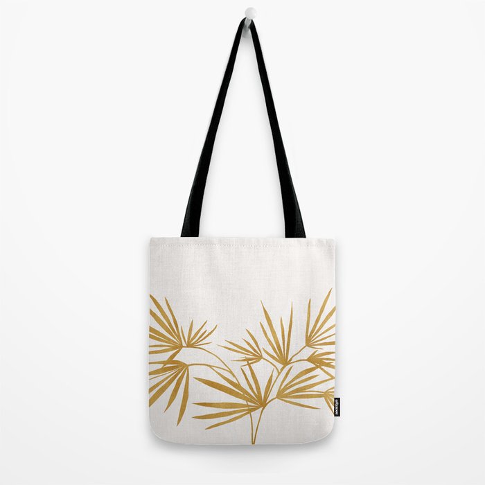 Metallic Gold Fan Palm Tote Bag Gallery Image 2