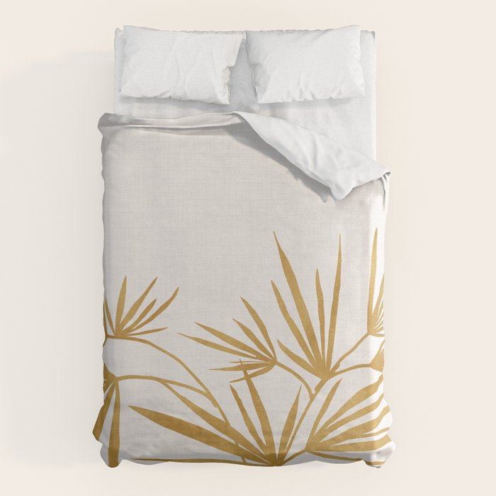 Metallic Gold Fan Palm Duvet Cover Gallery Image 1