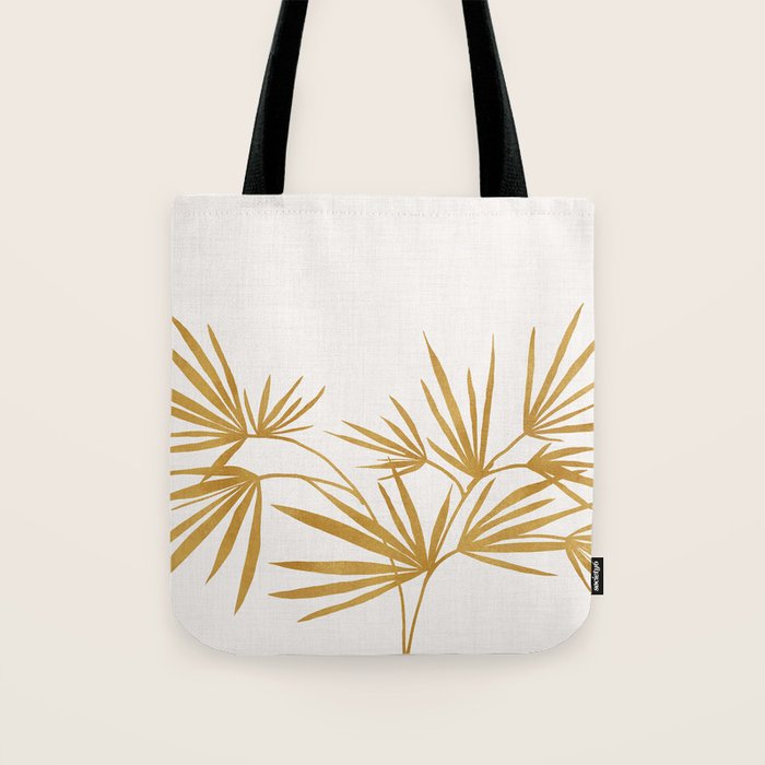 Metallic Gold Fan Palm Tote Bag Gallery Image 1