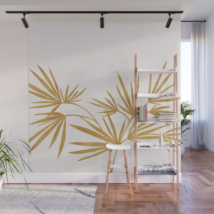 Metallic Gold Fan Palm Wall Mural Gallery Image 1