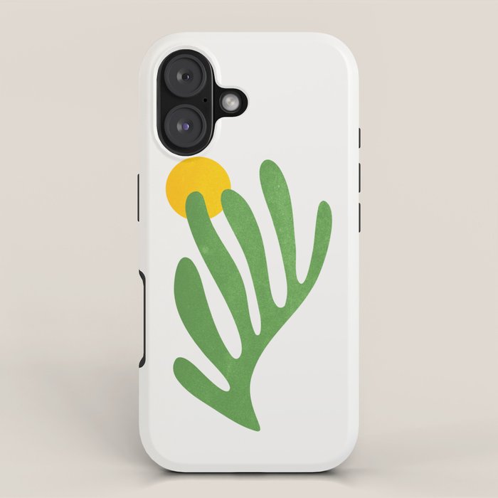 Green Leaf & Sun: Matisse Edition | Mid Century Series iPhone Case Gallery Image 1