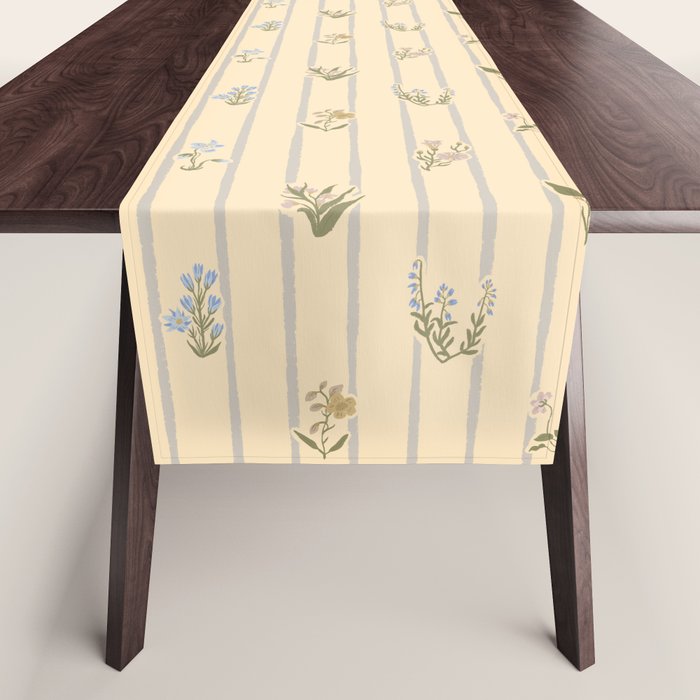 Cozy Cottage Flowers With Stripes Table Runner Gallery Image 1
