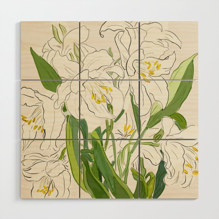 Garden Lilies  Wood Wall Art Gallery Image 1