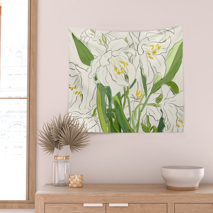 Garden Lilies  Wall Tapestry Gallery Image 2