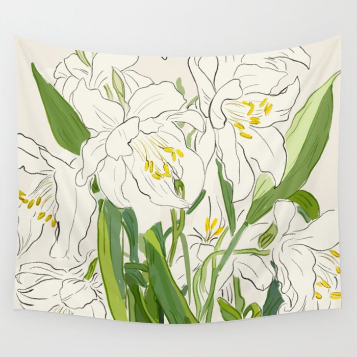 Garden Lilies  Wall Tapestry Gallery Image 4
