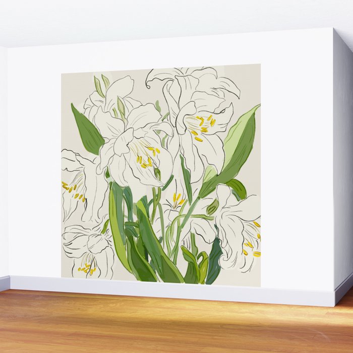 Garden Lilies  Wall Mural Gallery Image 2