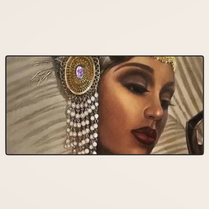 African American Masterpiece 'Cotton Club Flapper Dance Girl' Portrait Painting Desk Mat Gallery Image 3