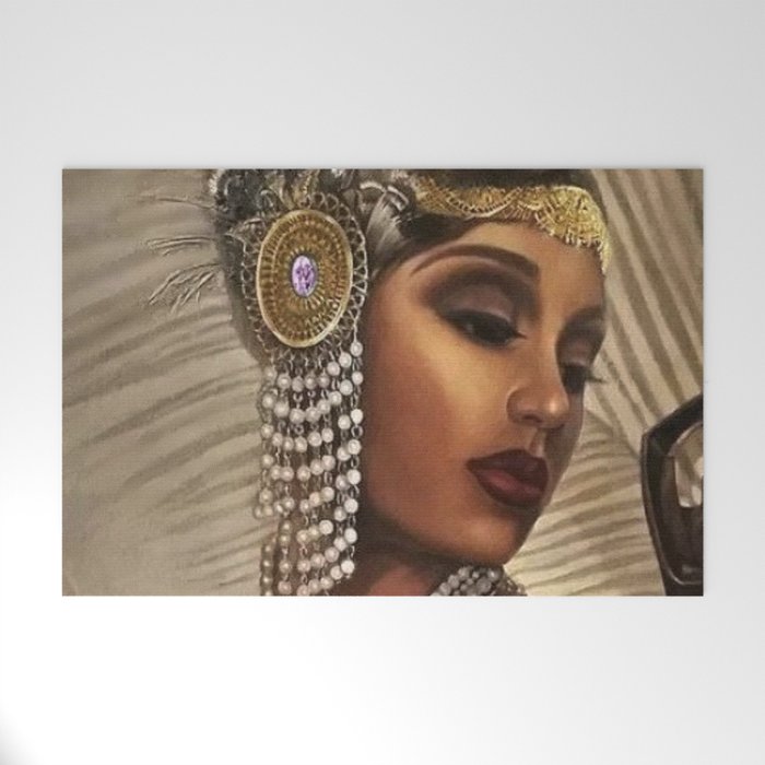 African American Masterpiece 'Cotton Club Flapper Dance Girl' Portrait Painting Welcome Mat Gallery Image 1