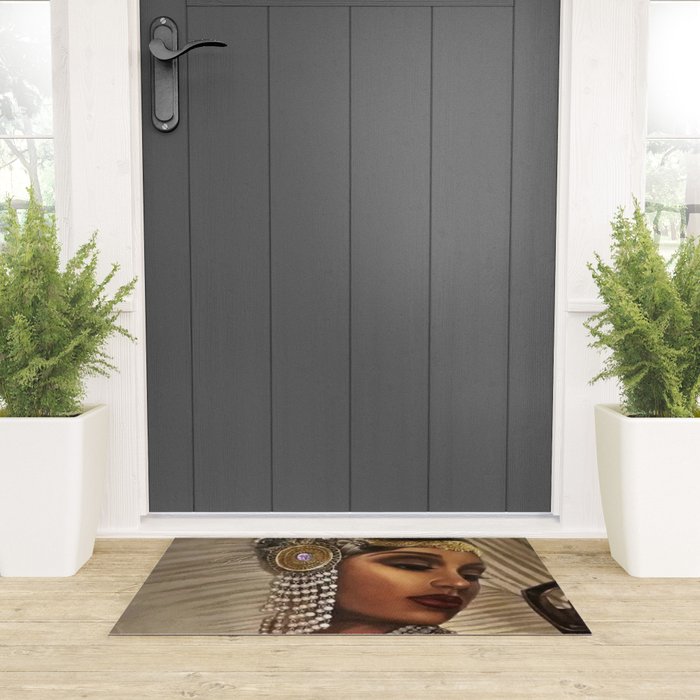 African American Masterpiece 'Cotton Club Flapper Dance Girl' Portrait Painting Welcome Mat Gallery Image 3