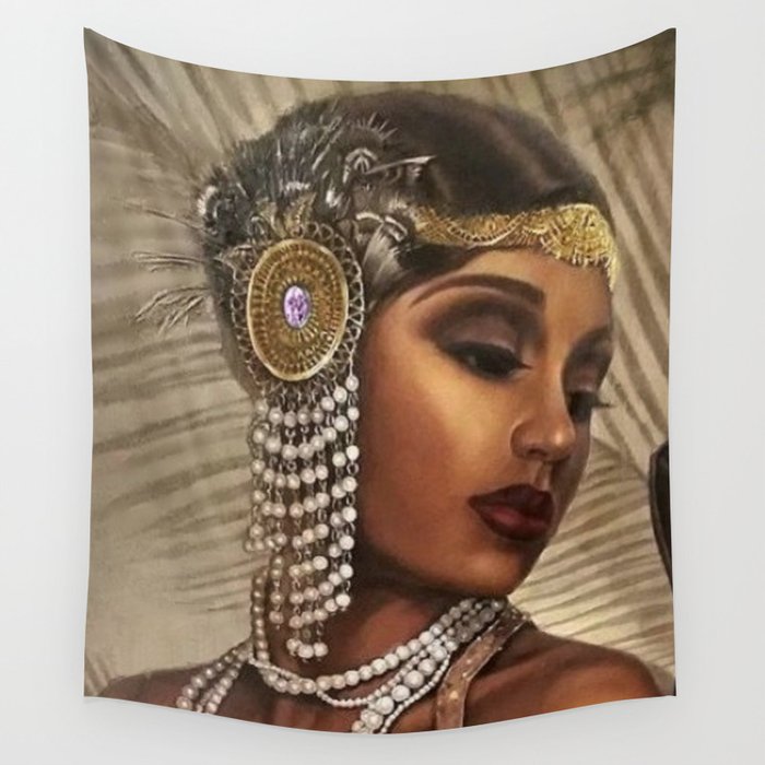 African American Masterpiece 'Cotton Club Flapper Dance Girl' Portrait Painting Wall Tapestry Gallery Image 4