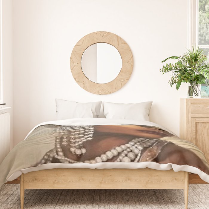 African American Masterpiece 'Cotton Club Flapper Dance Girl' Portrait Painting Duvet Cover Gallery Image 3