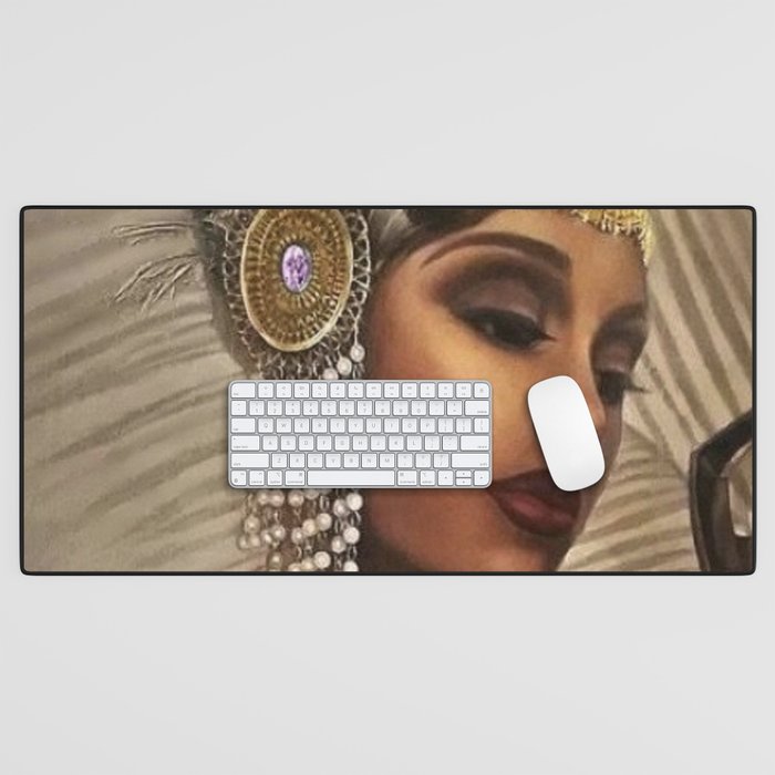 African American Masterpiece 'Cotton Club Flapper Dance Girl' Portrait Painting Desk Mat Gallery Image 1