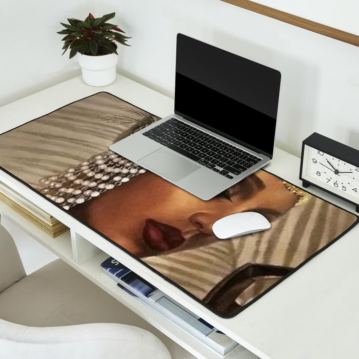 African American Masterpiece 'Cotton Club Flapper Dance Girl' Portrait Painting Desk Mat Gallery Image 2