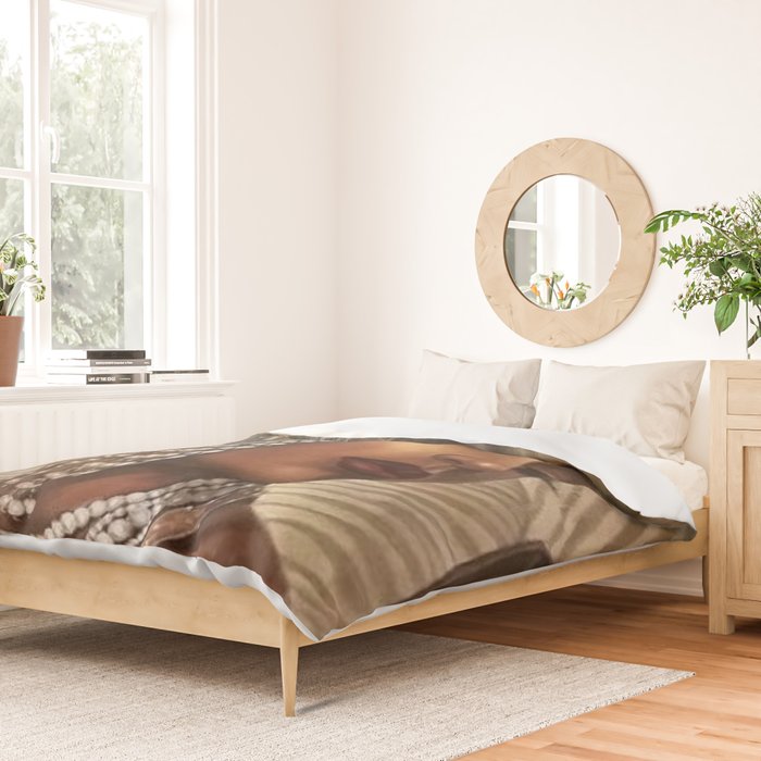 African American Masterpiece 'Cotton Club Flapper Dance Girl' Portrait Painting Duvet Cover Gallery Image 2