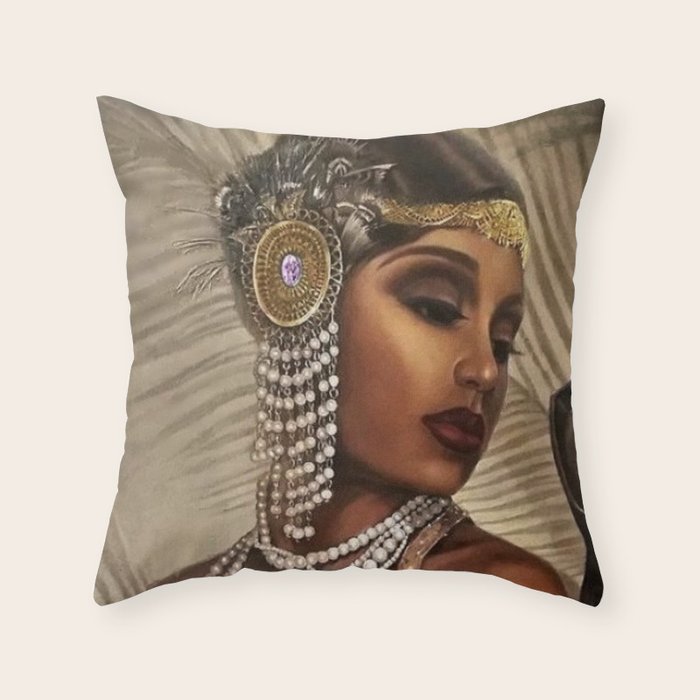 African American Masterpiece 'Cotton Club Flapper Dance Girl' Portrait Painting Throw Pillow Gallery Image 6