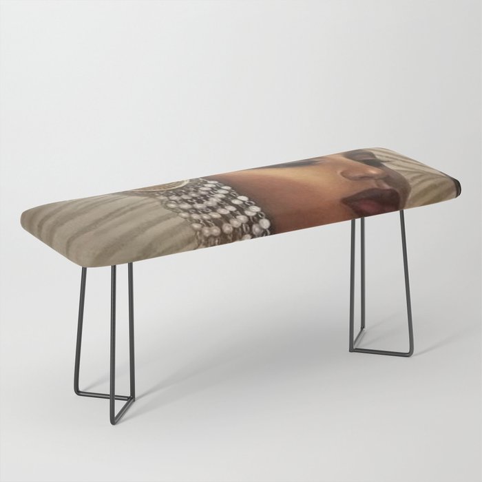 African American Masterpiece 'Cotton Club Flapper Dance Girl' Portrait Painting Bench Gallery Image 1