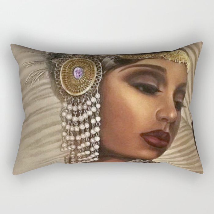 African American Masterpiece 'Cotton Club Flapper Dance Girl' Portrait Painting Rectangular Pillow Gallery Image 2