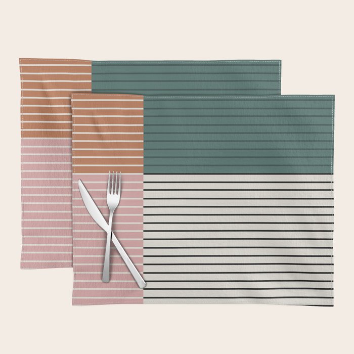 Color Block Line Abstract V Colorful Retro Placemat Gallery Image 1