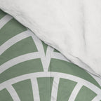 Art Deco Sage Green & White Abstract Fan Pattern Comforter Gallery Image 4