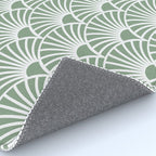 Art Deco Sage Green & White Abstract Fan Pattern Rug Gallery Image 4