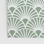 Art Deco Sage Green & White Abstract Fan Pattern Poster Gallery Image 3