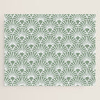 Art Deco Sage Green & White Abstract Fan Pattern Jigsaw Puzzle Gallery Image 1