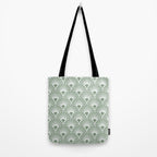 Art Deco Sage Green & White Abstract Fan Pattern Tote Bag Gallery Image 2