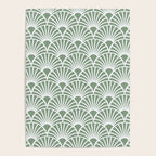 Art Deco Sage Green & White Abstract Fan Pattern Poster Gallery Image 4