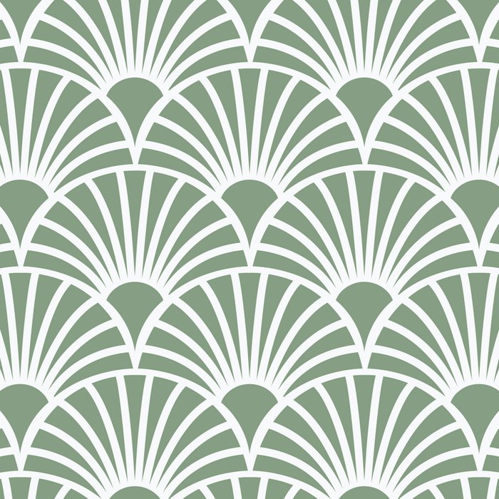 Art Deco Sage Green & White Abstract Fan Pattern Coffee Mug Gallery Image 2