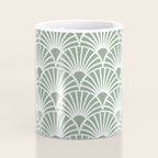 Art Deco Sage Green & White Abstract Fan Pattern Coffee Mug Gallery Image 4