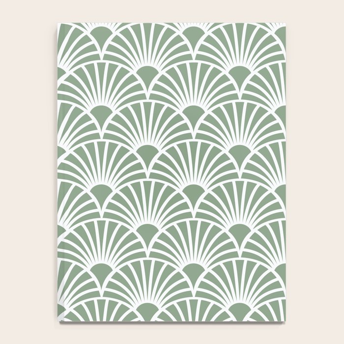 Art Deco Sage Green & White Abstract Fan Pattern Notebook Gallery Image 4