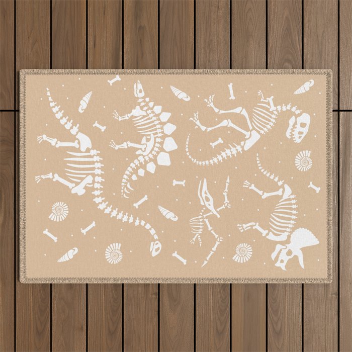 Dinosaur Fossils on Taupe Outdoor Rug Gallery Image 1