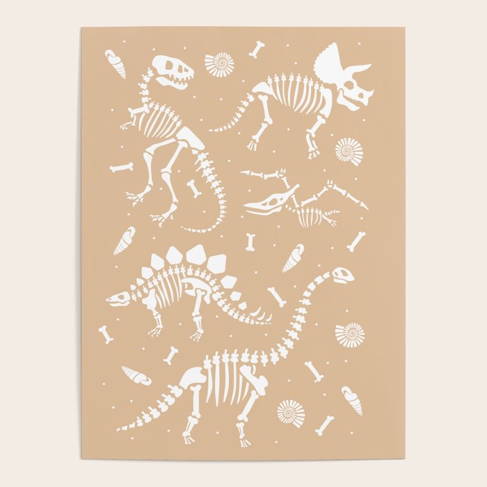 Dinosaur Fossils on Taupe Poster Gallery Image 4