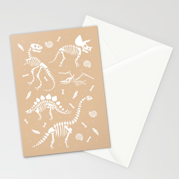 Dinosaur Fossils on Taupe Stationery Card Gallery Image 2
