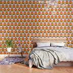 Retro Cloud Stripe 70s Floral Pattern Wallpaper Gallery Image 3
