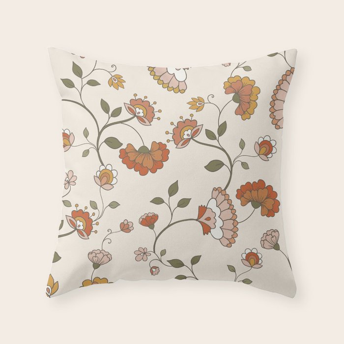 Exotic Orange Chinoiserie Throw Pillow Gallery Image 6
