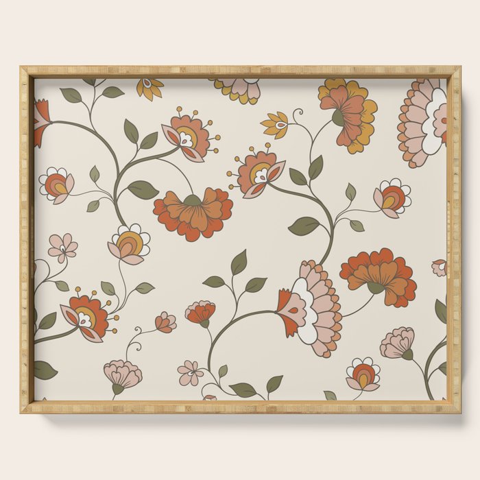Exotic Orange Chinoiserie Serving Tray Gallery Image 1