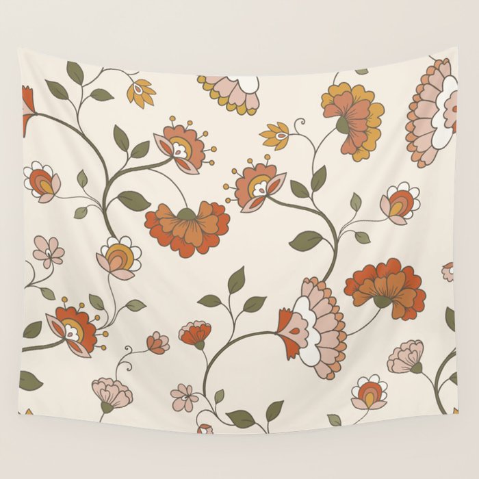 Exotic Orange Chinoiserie Wall Tapestry Gallery Image 4