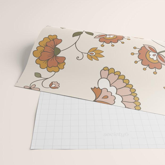 Exotic Orange Chinoiserie Wrapping Paper Gallery Image 2