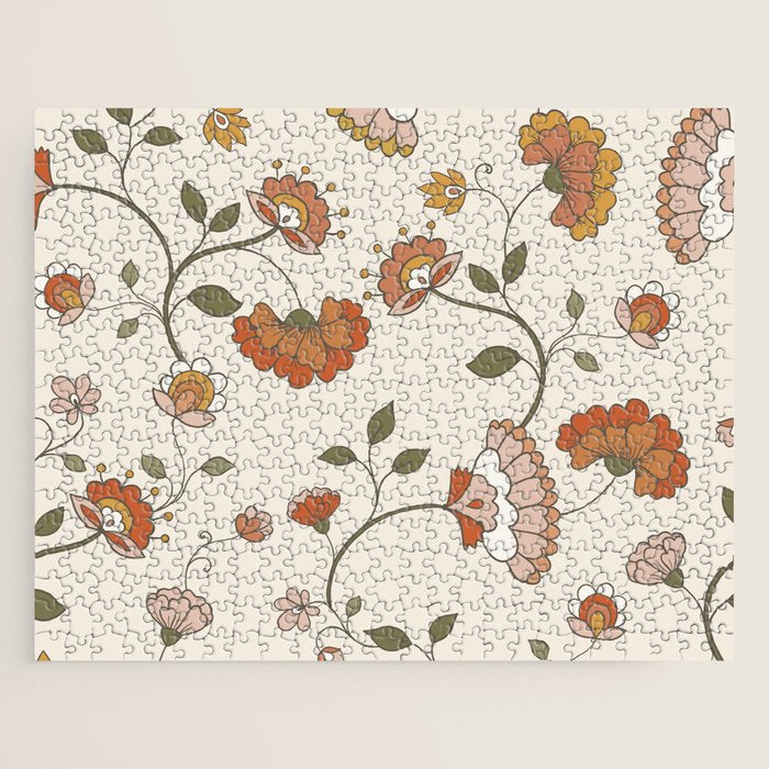 Exotic Orange Chinoiserie Jigsaw Puzzle Gallery Image 1