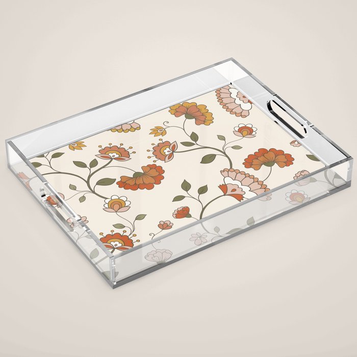 Exotic Orange Chinoiserie Acrylic Tray Gallery Image 1